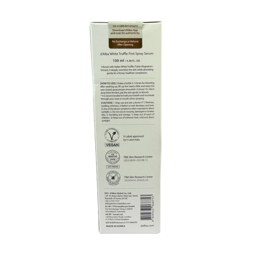 d'Alba Piedmont White Truffle First Spray Serum 100ml Vegan Hydrating Mist New - Picture 4 of 7